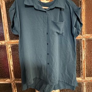 Elegant Teal Button Down Shirt for Women